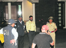 The CBI team at Sector 28 residence of Vijay Singla in Chandigarh on Friday. 