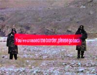 A file photo of Chinese troops showing a banner to their Indian counterparts in Daulat Beg Oldie sector in Ladakh