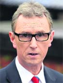 British Conservative MP and Deputy Speaker, House of Commons, Nigel Evans, reacts during a news conference in Pendleton, northern England, on Sunday.