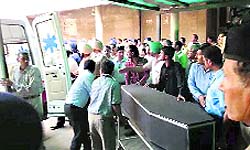 Sanaullahs body being taken away from the PGI mortuary in Chandigarh on Thursday