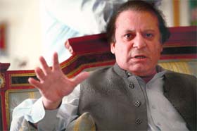 Nawaz Sharif addresses mediapersons in Lahore on Monday