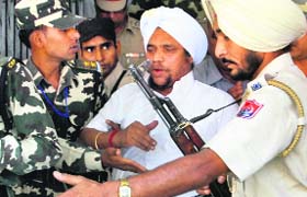 Bhaniarawala being taken to an Ambala court on Monday
