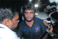 Gurunath Meiyappan outside Mumbai police headquarters. Reuters