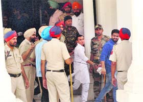 Nishan Singh outside the Faridkot District and Sessions Court on Monday