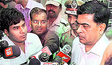 Union Home Secretary RK Singh talks to the media at the Police Headquarters in Raipur on Tuesday