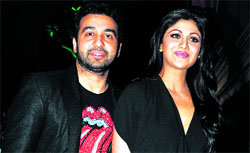 Raj Kundra, co-owner of Rajasthan Royals, with wife Shilpa Shetty.