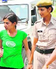 Sarita in police custody in Sonepat on Sunday