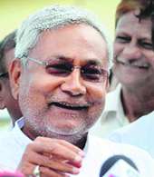 Bihar CM Nitish Kumar interacts with the media in Patna on Friday.