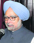 PM Manmohan Singh takes oath in the Rajya Sabha in New Delhi on Monday. PTI 