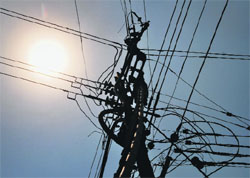 Sweating it out: An employee of Punjab State Power Corporation Limited at work. Tribune Photo: Himanshu Mahajan
