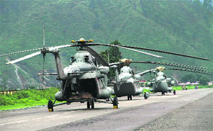 Mi-17s could not undertake rescue operations till about 12.30 pm due to adverse weather conditions. 