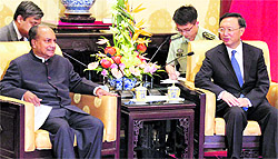 Defence Minister AK Antony with Chinese Special Representative Yang Jiechi in Beijing on Saturday