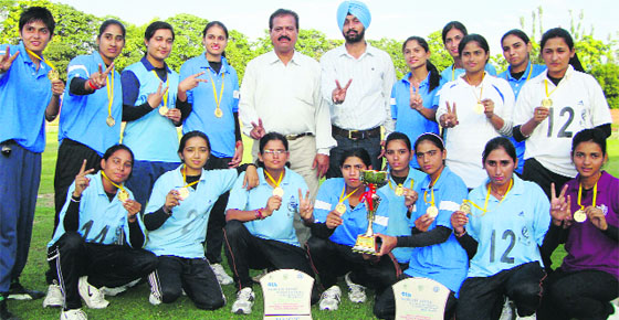 Punjab women's squad that won the title in the North Zone Baseball Championship at Srinagar recently.