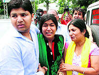 Grieving relatives of CJMs wife in Gurgaon on Thursday