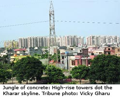 Jungle of concrete: High-rise towers dot the Kharar skyline. Tribune photo: Vicky Gharu 