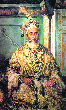 Oil painting of Bahadur Shah Zafar by Austrian artist August Schoefft now in the Lahore Museum collection