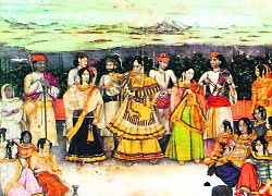 A painting depicting dancing girls in Delhi during Bahdur Shah Zafar’s reign