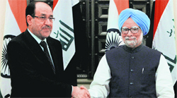 PM Manmohan Singh with his Iraqi counterpart Nouri al-Maliki in New Delhi on Friday.