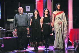 Stage act: (L-R) Saurabh Shukla, Preiti Mermain, Sadia Siddiqui and Achint Kaur
