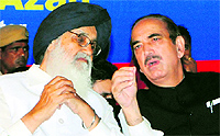 Health Minister Ghulam Nabi Azad with Punjab CM Parkash Singh Badal