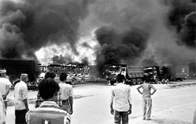 In Dharuhera, “animal rights activists” torched over 30 vehicles.