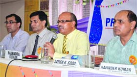 Dignitaries take part in the celebrations to mark 57 years of service of the LIC in Ludhiana on Monday