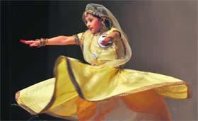 In full swing: A girl takes part in the LSSC classical solo dance competition held at DAV Public School, BRS Nagar, Ludhiana, on Saturday
