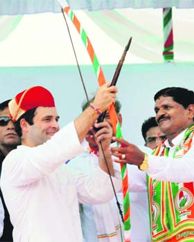 Congress vice-president Rahul Gandhi at a party rally in Udaipur