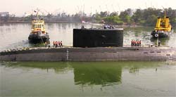 A file photo of INS Sindhurakshak that sank off Mumbai coast after explosions on August 14