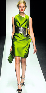 A model presents a creation from the Gianfranco Ferre Spring/Summer 2014 collection during Milan Fashion Week