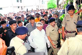 RJD supremo Lalu Prasad Yadav arrives at Ranchi to attend a court hearing in the fodder scam on Sunday