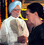 Prime Minister Manmohan Singh and UPA chairperson Sonia Gandhi in New Delhi on Wednesday