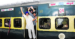 Passengers on the Amritsar-Lal Kuan AC Express, at Chandigarh on Wednesday