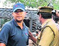A crew member of the vessel in police custody in Tuticorin on Friday.