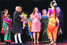 Vice-President Hamid Ansari and his Peruvian counterpart Nadine Heredia Alarcn de Humala during the inauguration of Festival of India at Lima on Sunday.