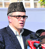 Chief Minister Omar Abdullah addresses mediapersons in Jammu on Monday.