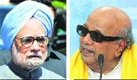 Manmohan Singh, PM & M Karunanidhi, DMK chief