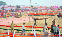 Preparations are in a full swing for the Gohana rally. Tribune photo