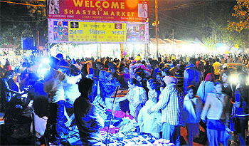Encroachments outside Shastri Market in Sector 22 on Sunday