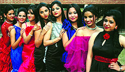 Students in colourful attire during a fashion show at Home Science College in Sector 10, Chandigarh, on Wednesday