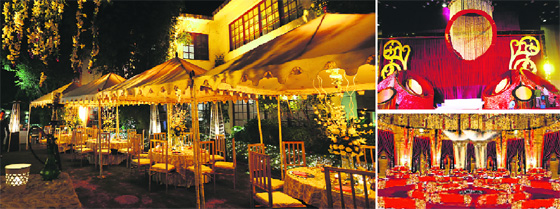 A set-up by Renu Tandon, a wedding stage by Raakesh Agarwval and a drawing by Raghavendra Rathore.