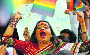 Activists protest against Supreme Court's verdict on homosexuality in New Delhi on Wednesday. 