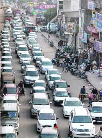 A major  jam under Zirakpur flyover on the Chandigarh- Ambala highway on Sunday