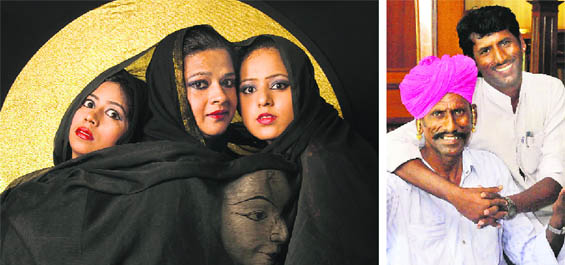 Rani Khanam with her troupe Black & White; Gazi Khan (in turban) and Kamal Khan