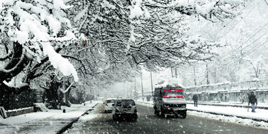 Srinagar dons a white mantle as several parts of the Kashmir valley witnessed heavy snowfall on New Years Eve.
