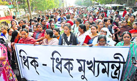 Women protest against rape of a 16-year-old girl, in Kolkata