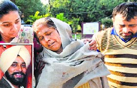 Gurdial Kaur, mother of the victim allegedly killed by Yadwinder Singh Yadu (inset)