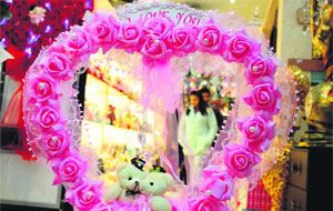 Heart-shaped gifts and soft toys remained much in demand on the eve of Valentine’s Day in Ludhiana on Thursday.