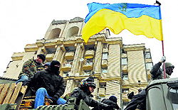 Anti-government protesters in central Kiev on Saturday
