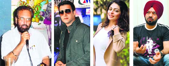 (L-R) Manmohan Singh, Gurpreet Ghuggi, Jimmy Shergill, Neeru Bajwa and Gurpreet Ghuggi